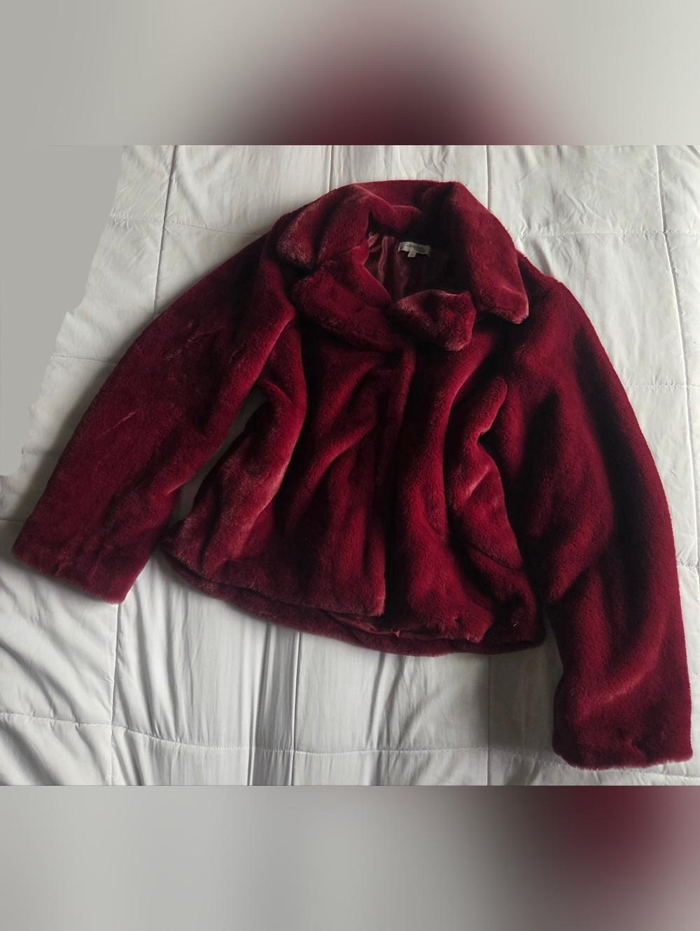 Charlotte Russe Women's Faux Fur Coat - Burgundy